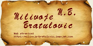 Milivoje Bratulović vizit kartica